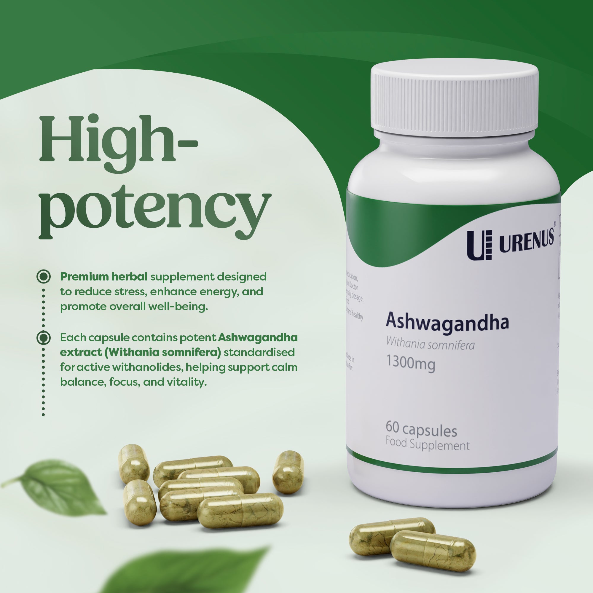Ashwagandha 1300mg - 60 Capsules - Image 2