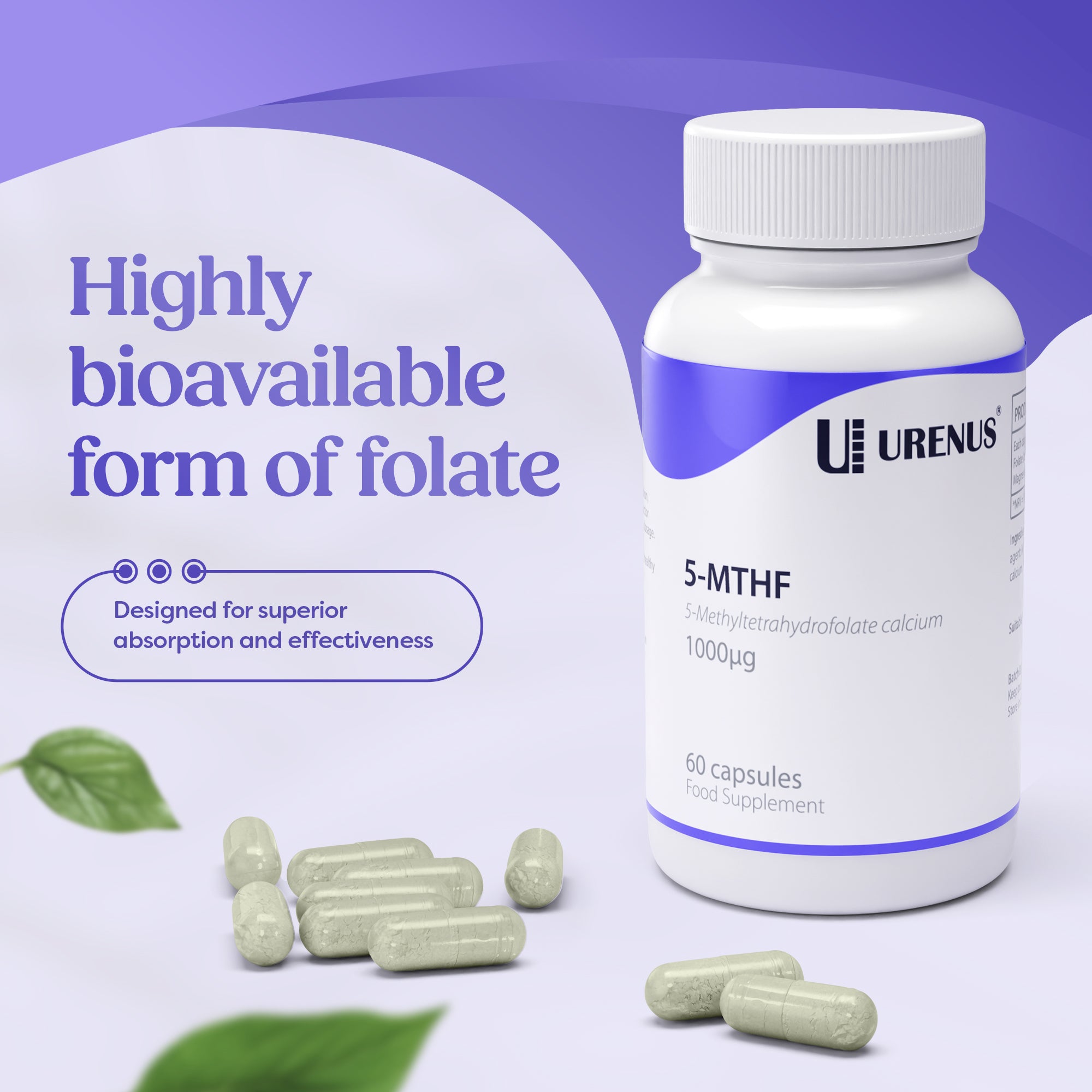5-MTHF (Methyltetrahydrofolate Calcium) - 60 Capsules - Image 2