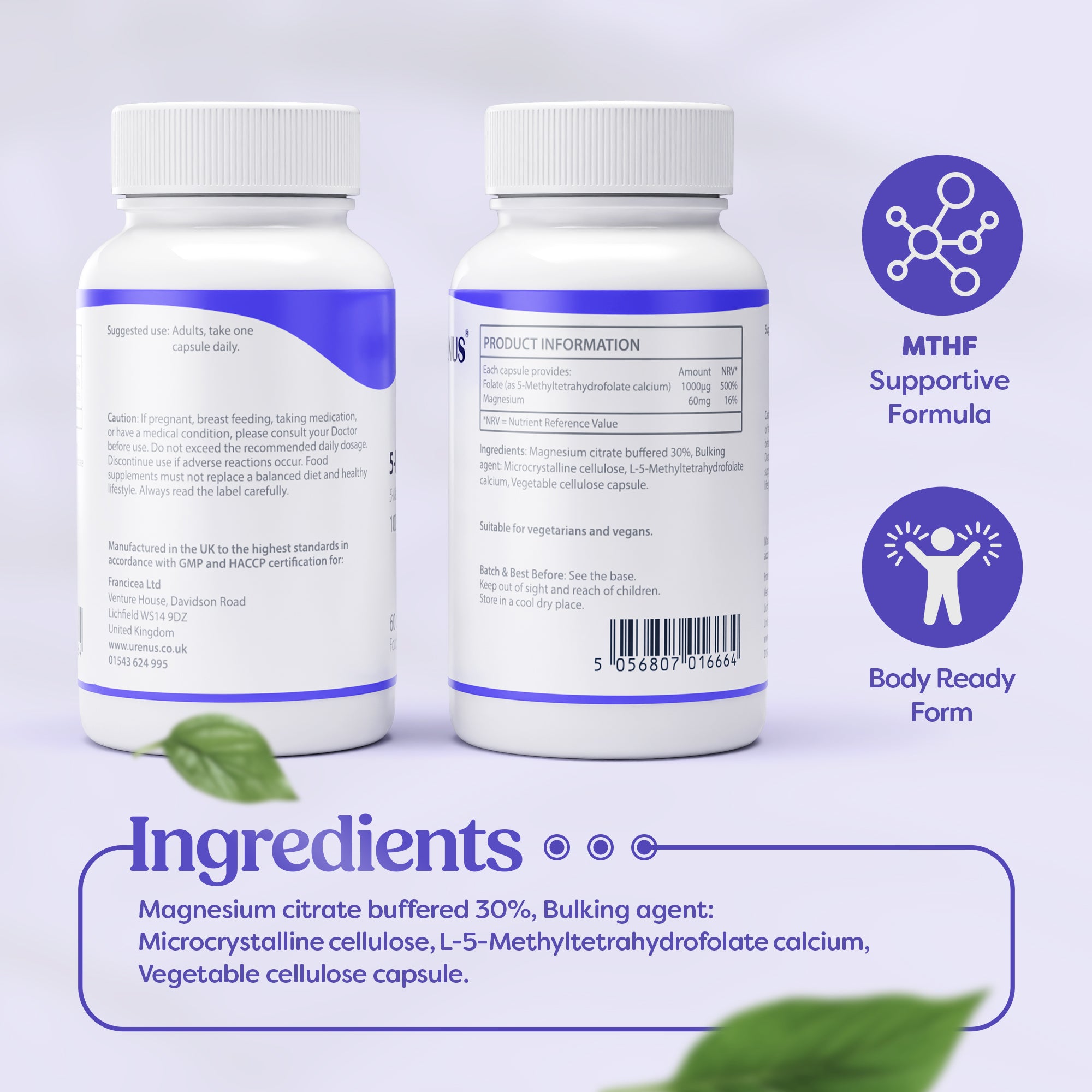 5-MTHF (Methyltetrahydrofolate Calcium) - 60 Capsules - Image 5