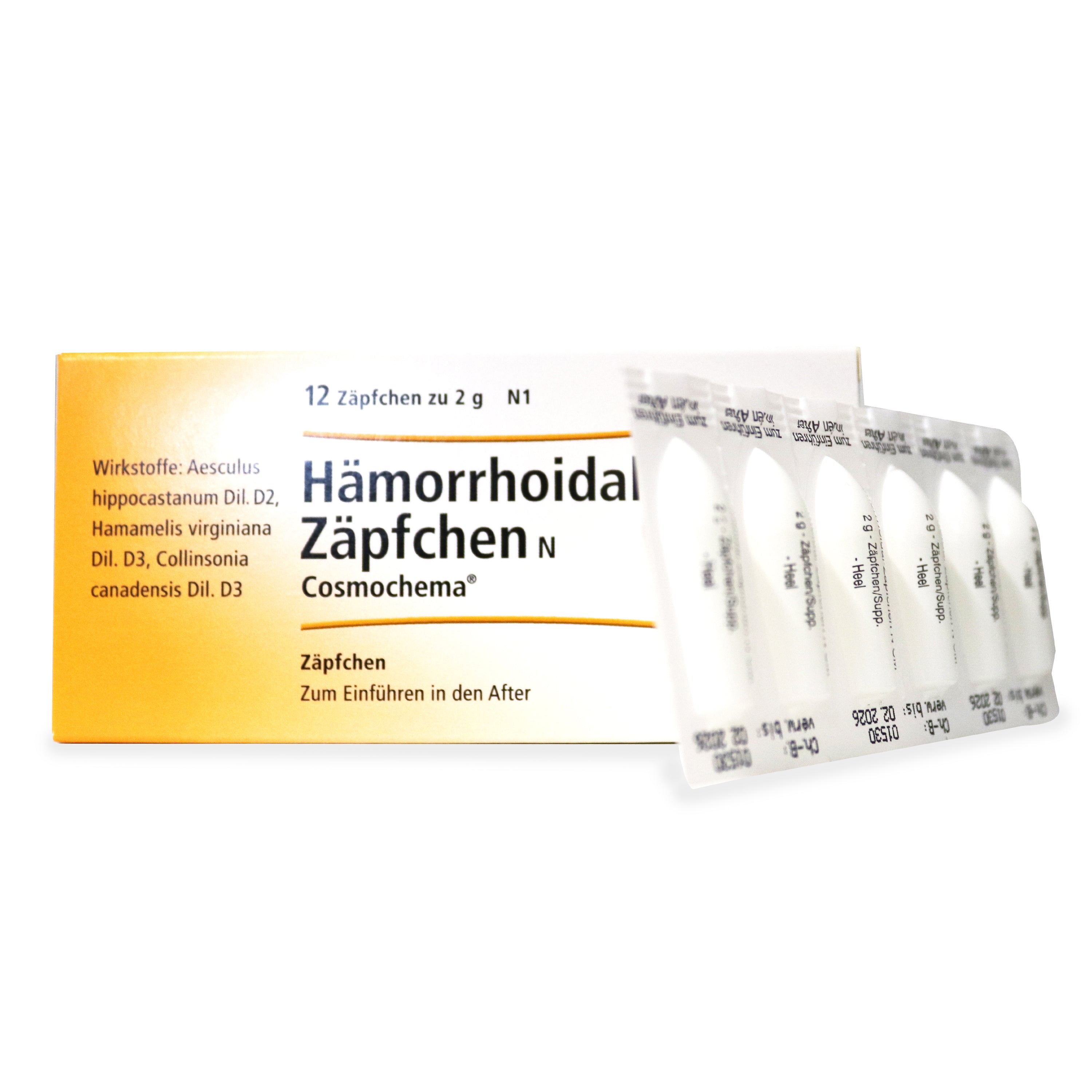 Hamamelis Cosmoplex (Hamheroidal) Hamorrhoidal Zapfchen 12 Suppositories - Image 2